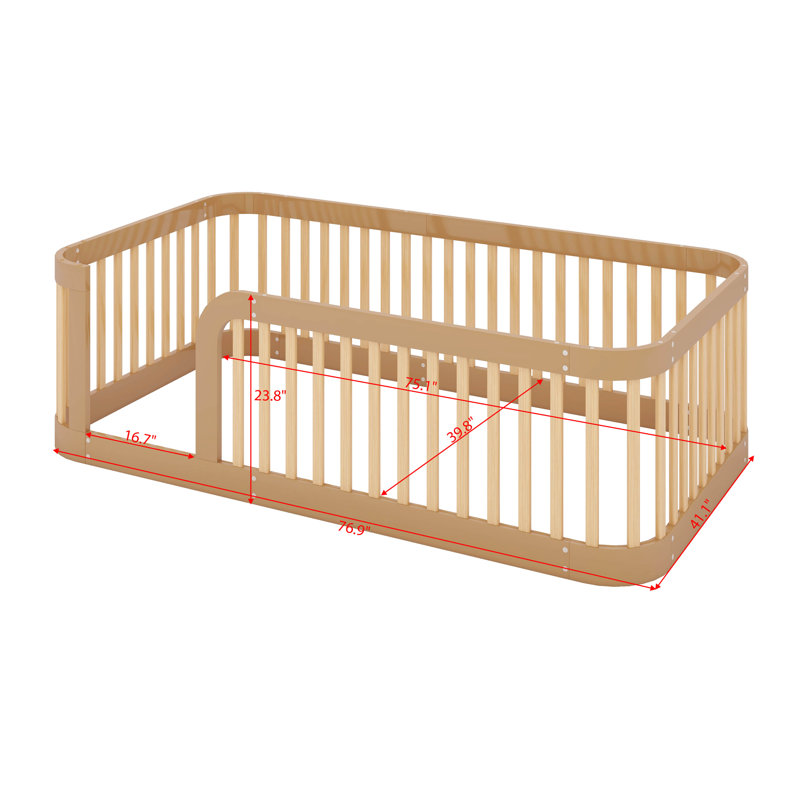 Structure de lit simple en bois massif, Naturel