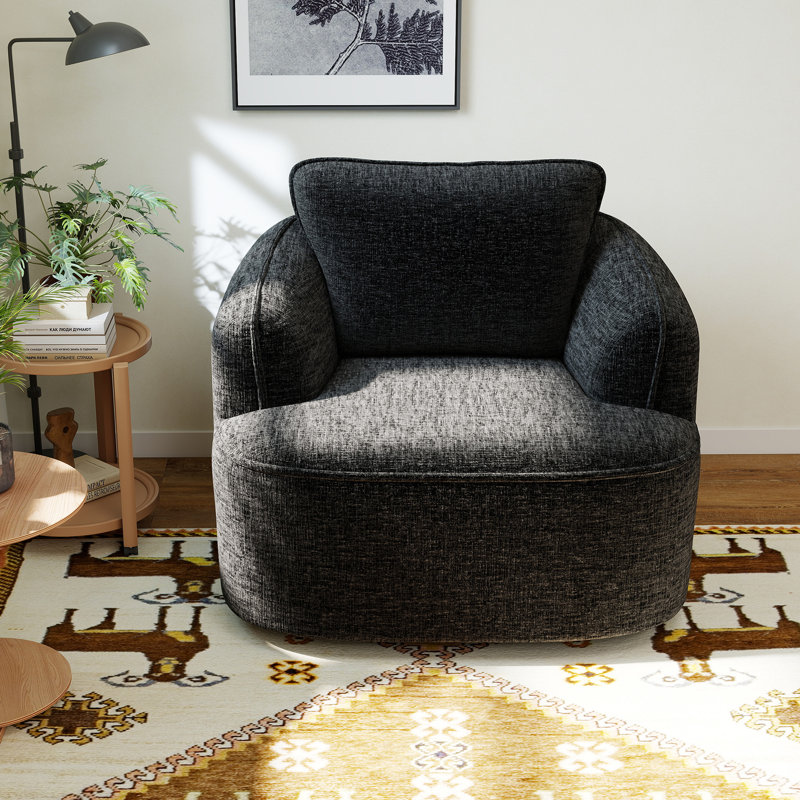 35" Compression Swivel Accent Chair - Compressed Frameless  Chenille Memory Foam Rotating Lounge Chair For Living Room & Bedroom