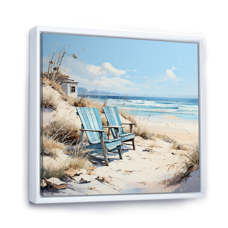 «Coastal Beach Charm Retreat II», reproduction sur toile, H 36 po x l 36 po, Cadre flottant blanc