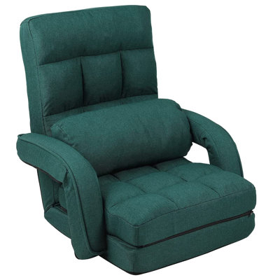 Reclining Floor Gaming Chair Foldable Chaise Lounge Game Chair For Adults With Armrest by Ebern Designs