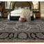 Tapis bleu clair et noir de haute qualité noué à la main Trinity