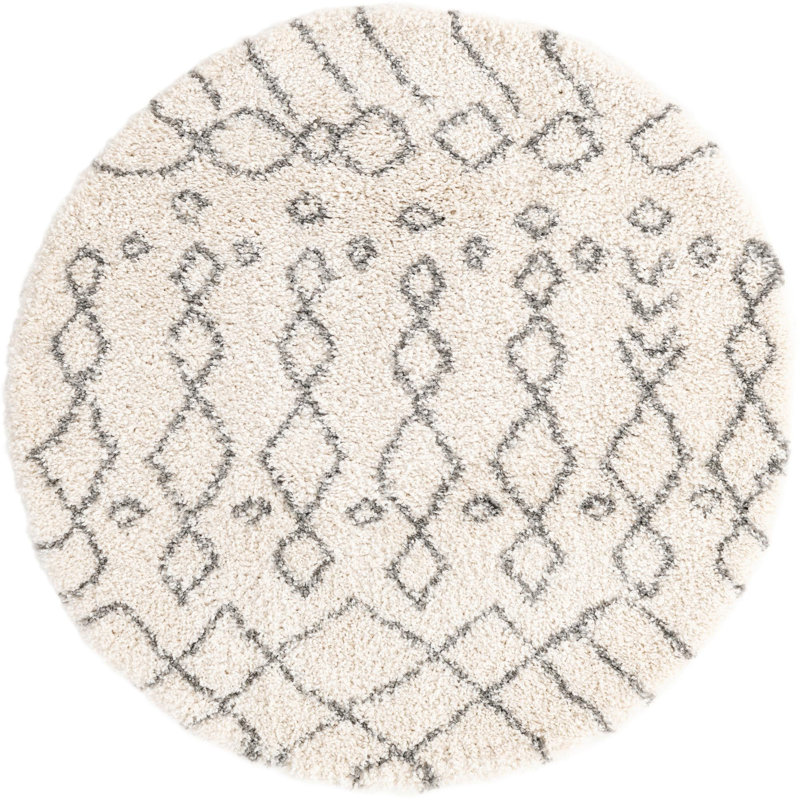 Paquette Geometric Shag Area Rug, Round 152cm