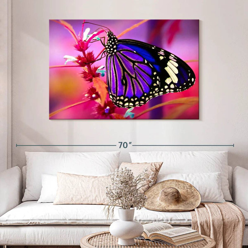 Brampt magnifique papillon mauve, H 32 po x l 48 po