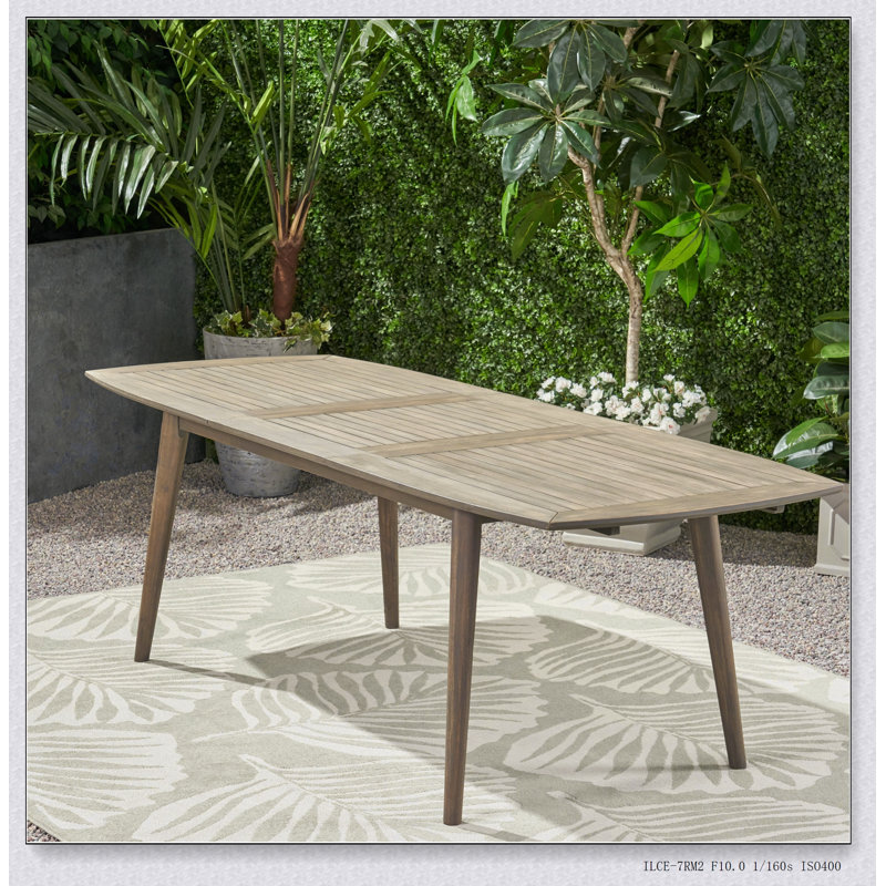 Table de salle à manger d'extérieur extensible en bois d'acacia