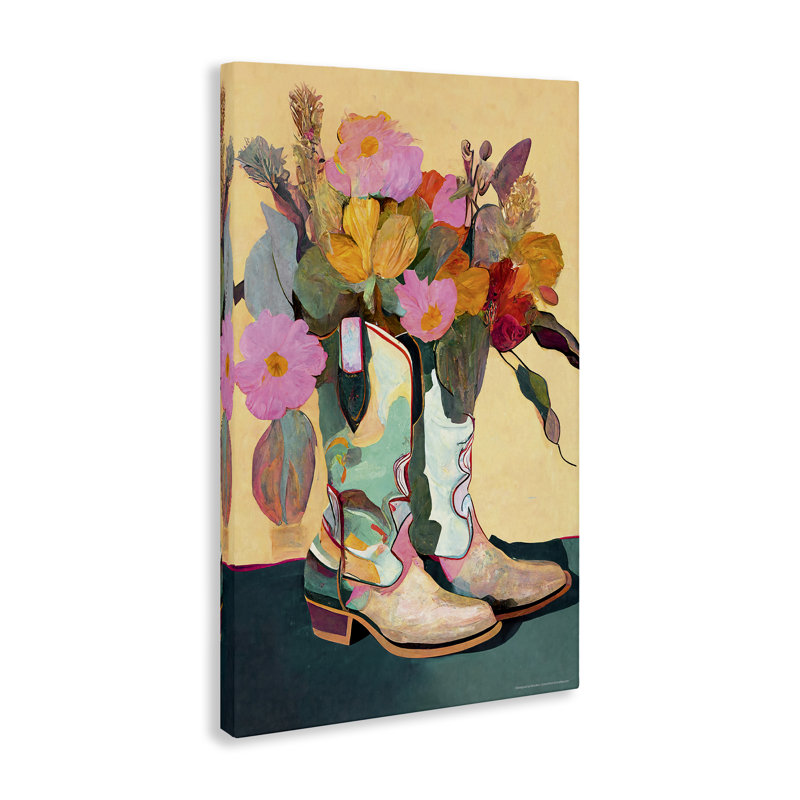«Bright Cowgirl Florals», art mural sur toile par Reinders, H 36 po x l 24 po