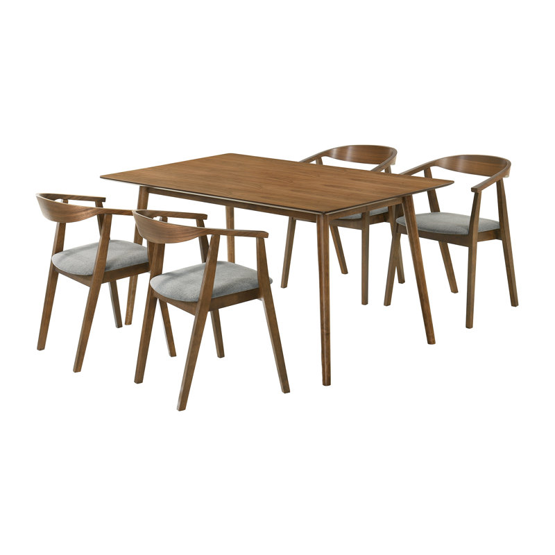 Ensemble de table de salle à manger 5 pièces Jennalyn, Noyer, Gris anthracite