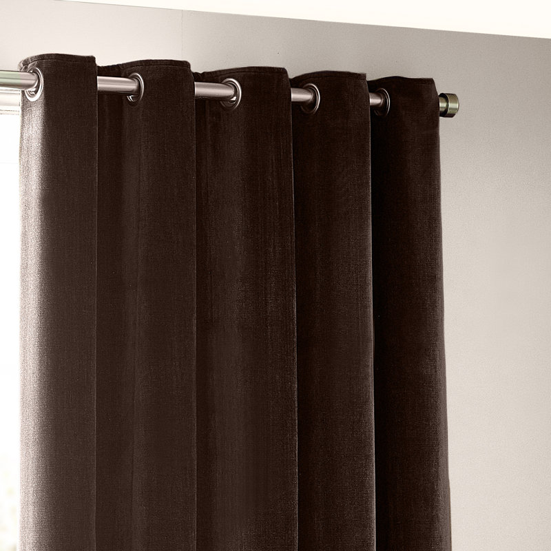 Heavy Chenille Blackout Curtain Panel Pair, Brown, 168cm Width x 183cm Drop