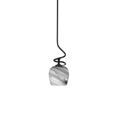 Capri Stem Hung Mini Pendant With 6" Onyx Swirl Glass