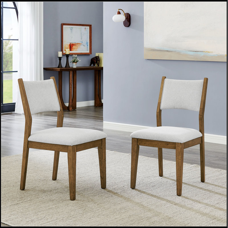 Ensemble de 2 chaises d'appoint en chêne noyer avec tissu gris clair Darla