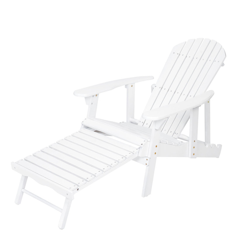 Chaise Adirondack pliable rustique en bois d'acacia pour le confort extérieur, Blanc