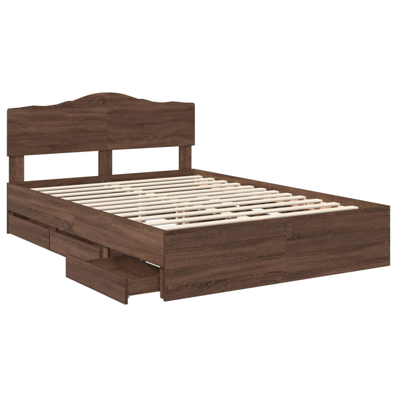 Bed, Kingsize (5'), Brown Oak
