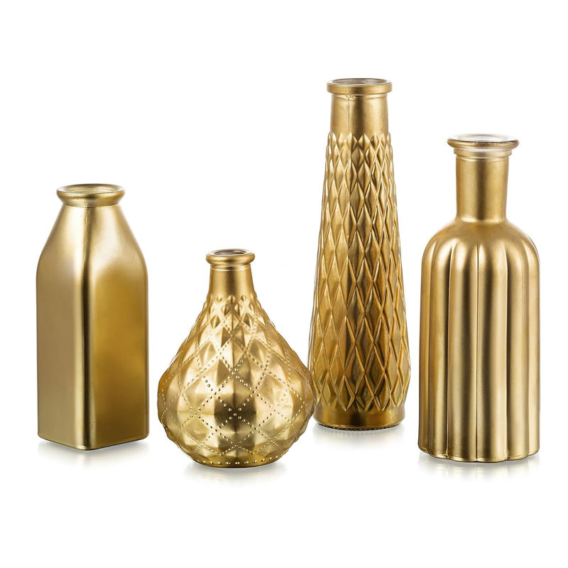 Glass Table Vase, 4, Gold