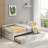 Soft White Minimalist Twin Solid Pine Platform Daybed with Pull-Out Hideaway Trundle Frame, No Box Spring Required