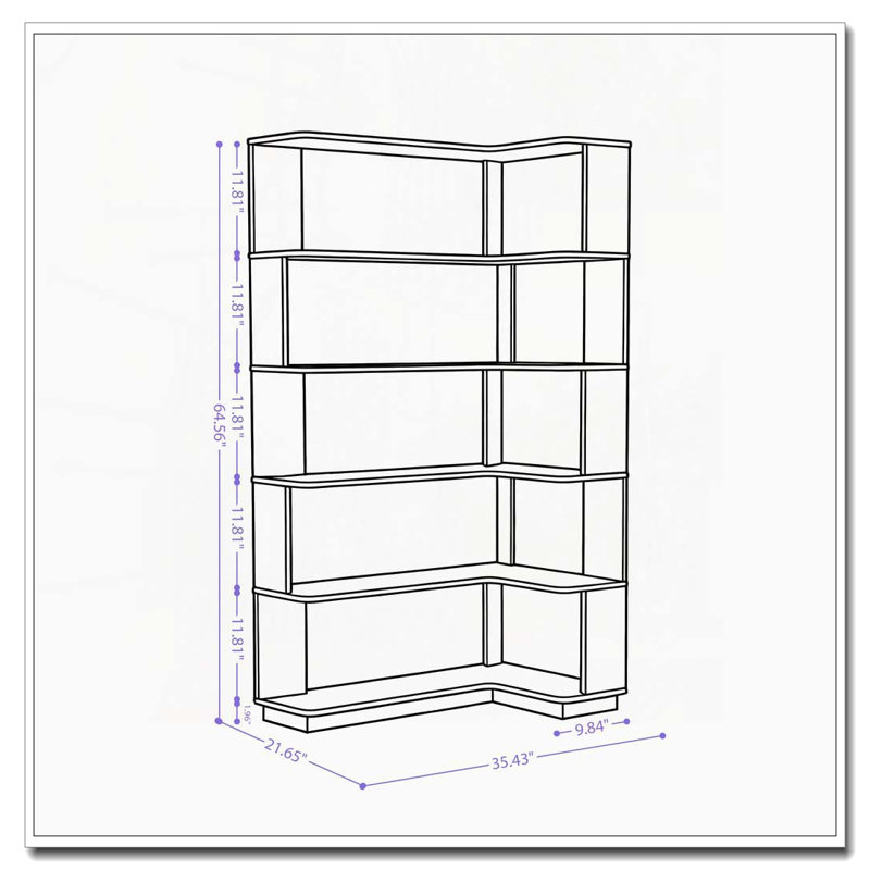 Freestanding Corner Bookshelf, Light Grey