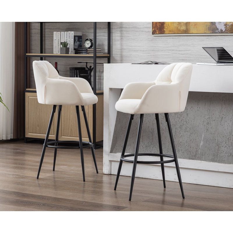 Irelyn 30" Stool, White Velvet