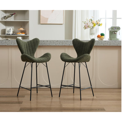 Upholstered Counter Stool with Metal Frame