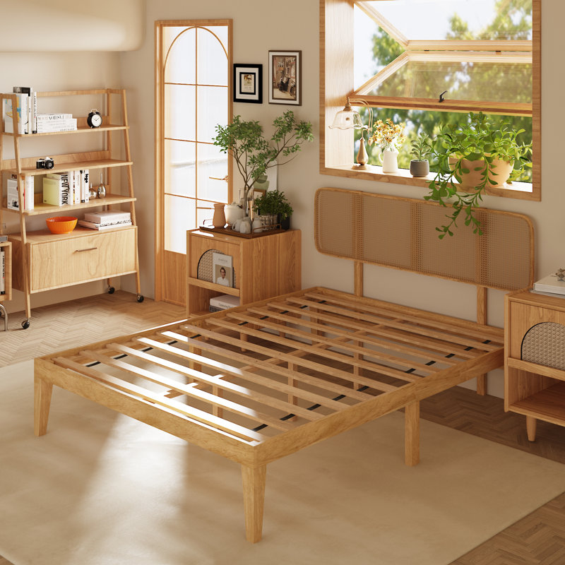Low Profile Platform Bed With Rustic Style