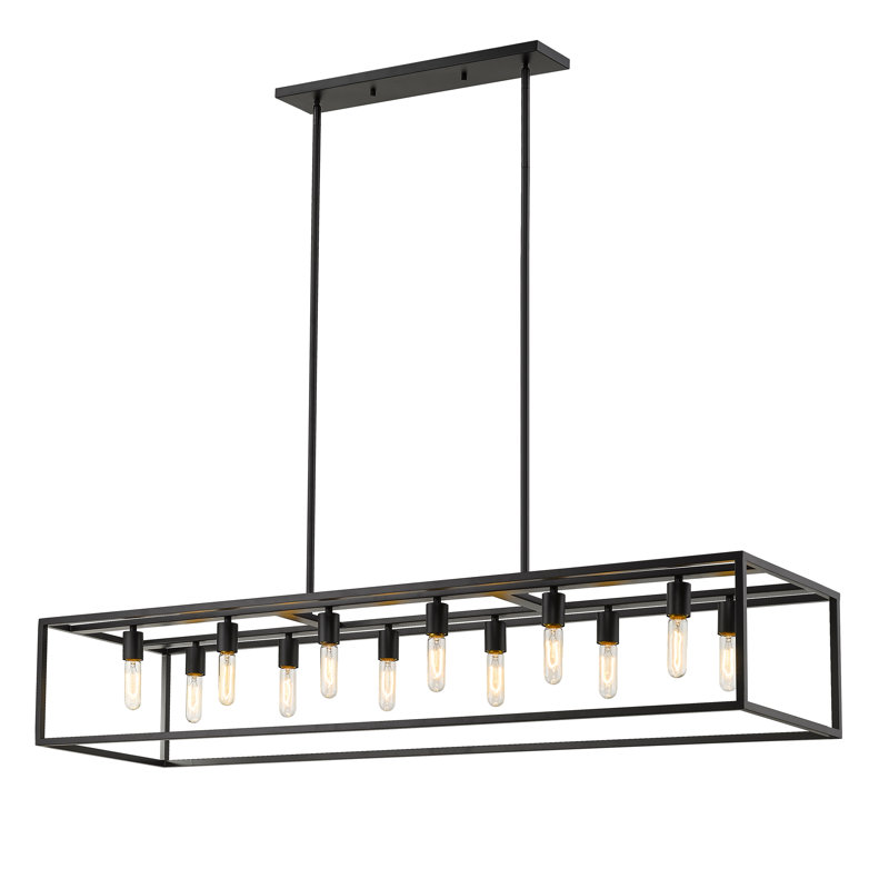 Luminaire suspendu pour îlot de cuisine 12 lumières Seadrift, Noir mat