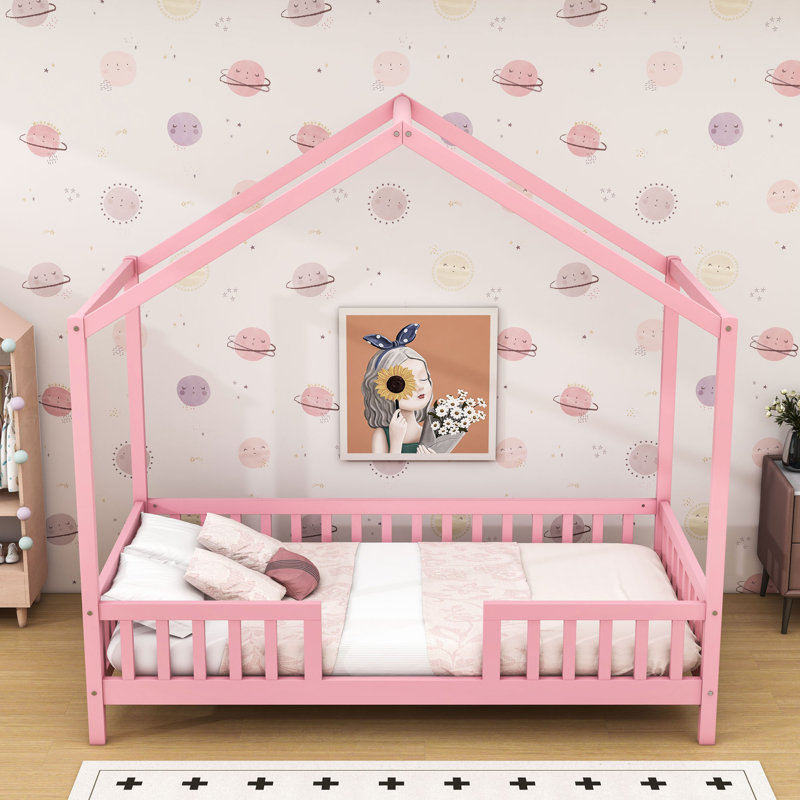 House Bed With Slats, Twin, Pink