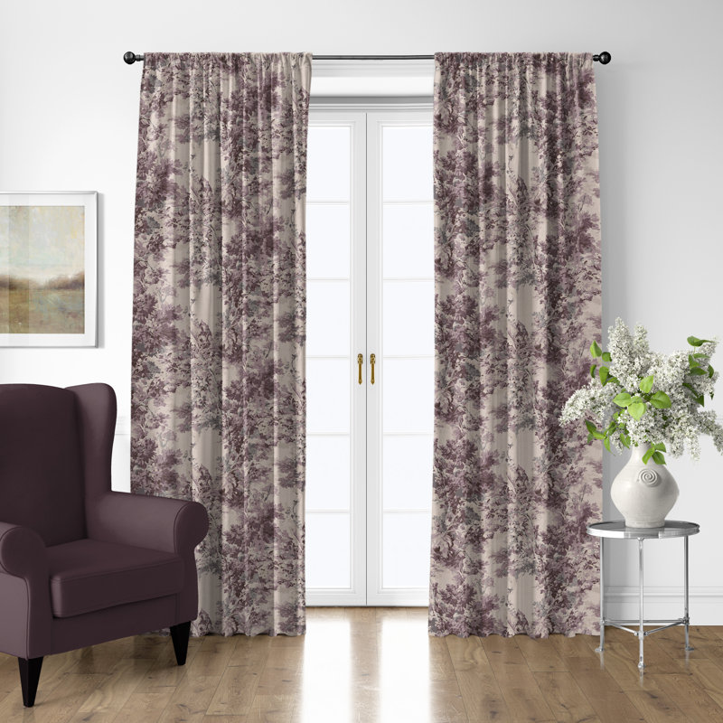 Dolce  Wisteria Cotton Simple Top Pocket Drapery Panel Set of 2, 50" W x 216" L