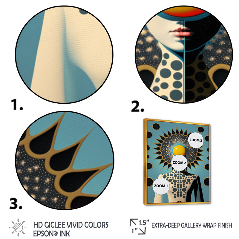 «Golden Consciousness Woman II», reproduction sur toile, H 32 po x l 24 po x P 1 po, Toile avec cadre flottant or
