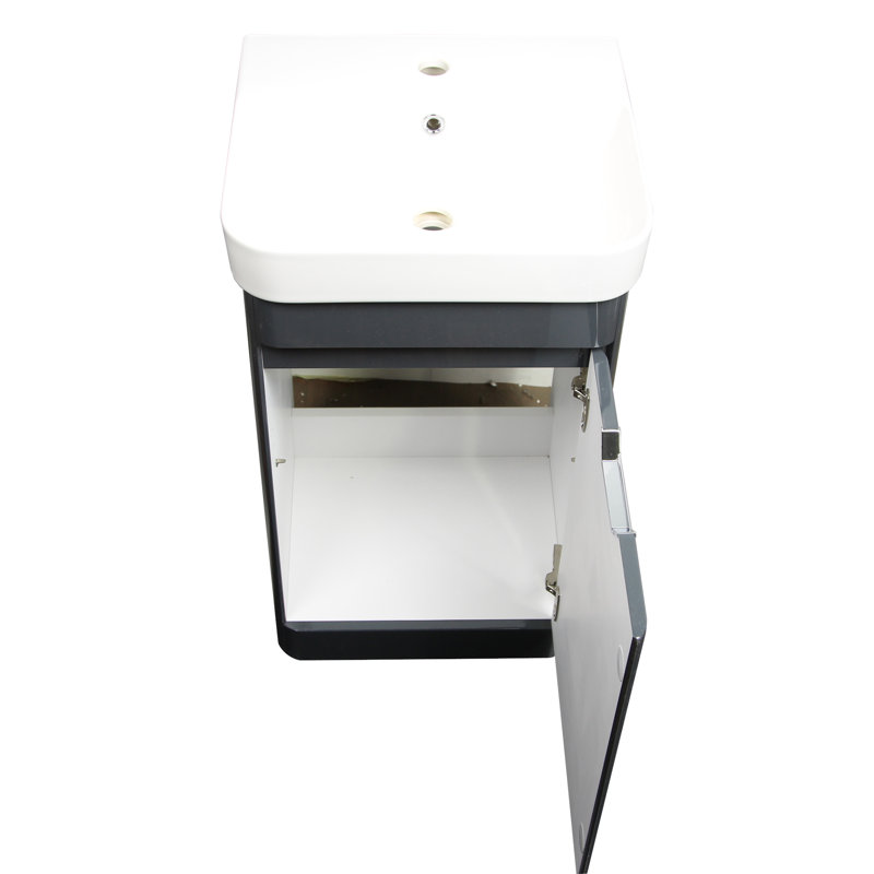 Michener 19 " W Freestanding Standard Free Standing 1 Single Vanity Bathroom Vanity With Ceramic Top, Gray