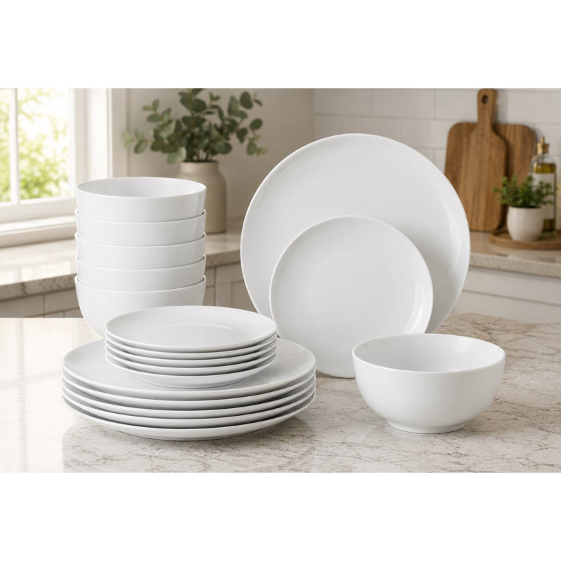 Waterside 18pc Vermont Pure White Dinner Set