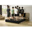 Luxueuse base de lit plateforme luxueuse, tête de lit en velours recouverte de métal, 2 lampes murales et table de chevet intégrées, structure en métal robuste et en bois massif, aucun sommier nécessaire, noir haut de gamme-170665270