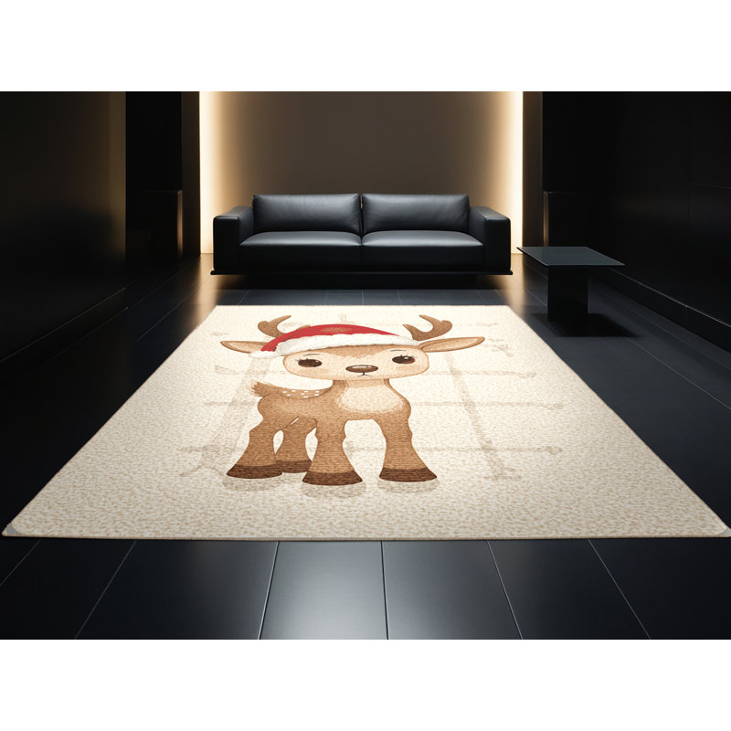Tapis beige moderne et contemporain lavable à la machine Ritner Christmas - beige, 2 x 5