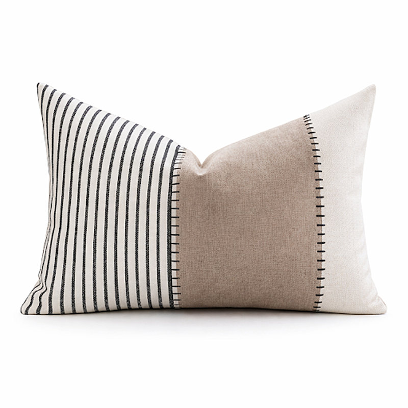 Housse de coussin décoratif décoratif rayé noir surpiqué rouille 12 po x 20 po, paquet de 1, Simple