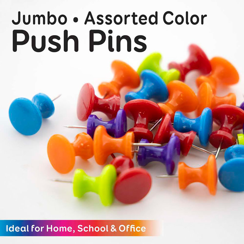Poussoirs Bazic Jumbo, couleurs assorties, 25 par paquet, 12 paquets