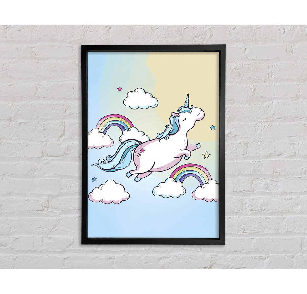 Flying Unicorn Rainbows - Einzelbildrahmen Kunstdrucke auf Leinwand