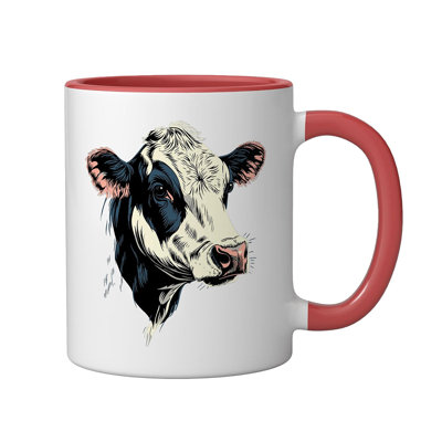 Farm Cow Ceramic Mug, Orange/White, 11oz