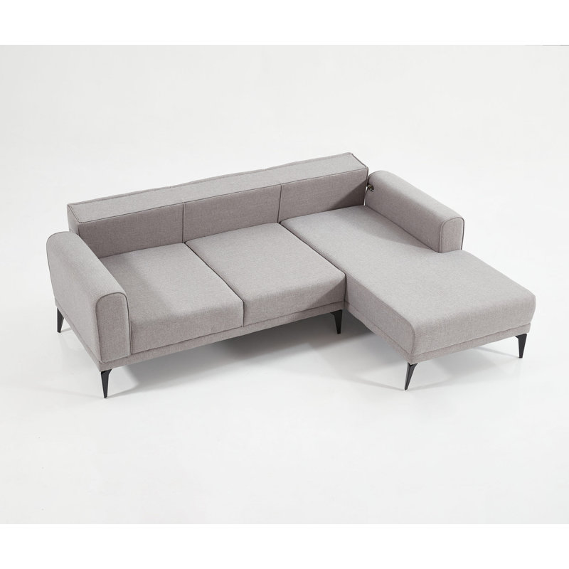 Canapé et méridienne de 98,43 po Klingler, Gris 100% lin