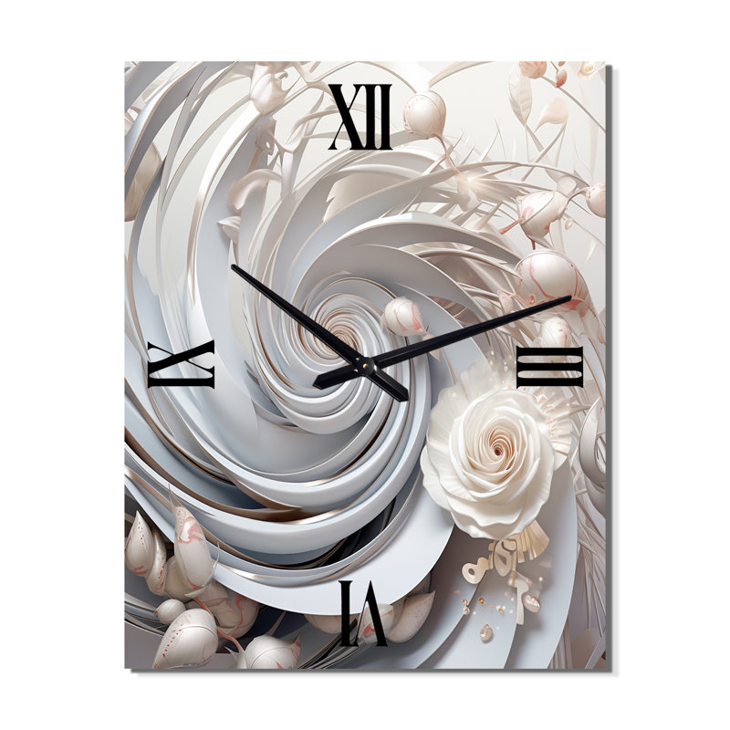 Horloges murales blanches à floraison blanche I - Fractals, H 28 po x l 12 po x P 1 po