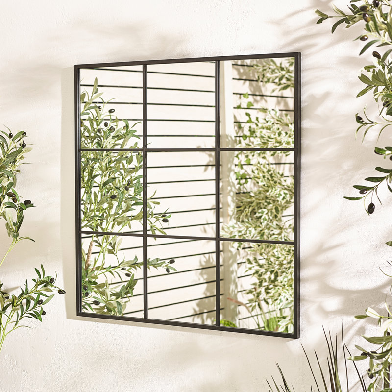 Yoke Black Medium Window 80x80cm Garden Mirror