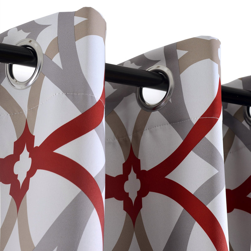 Rideaux occultant géométrique Hamble, Rouge / Gris, L 52 po x L 84 po