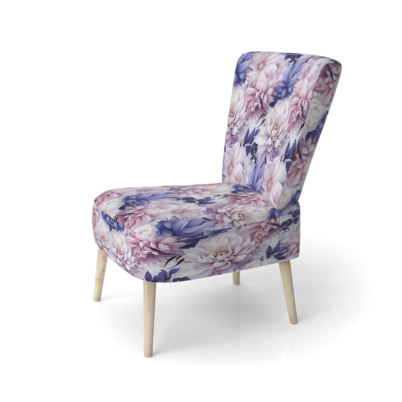 Chaise d'appoint rembourrée exquise mauve à motif floral II