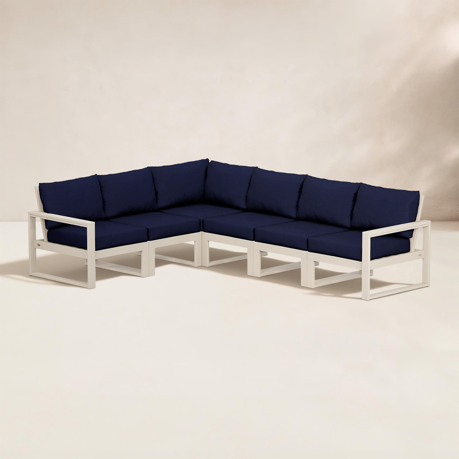 POLYWOOD® Edge 111" Patio Sectional, Navy, Sand