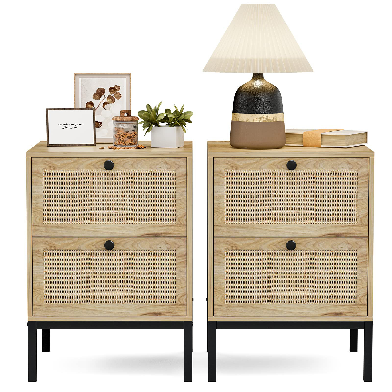 Manel Rattan Sideboard Buffet Cabinet, Storage Cabinet with 3 Drawers and 2 Doors Bay Isle Home Color: Natural