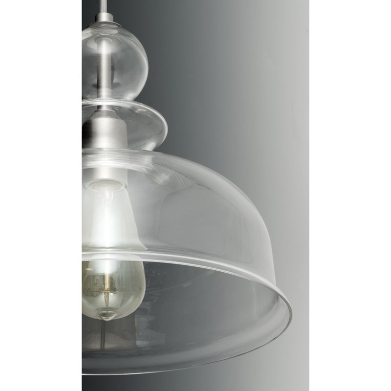 Tilden 1 - Light Single Pendant, Clear, Brushed Nickel