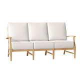 Croquet 75.75" Wide Outdoor Teak Patio Sofa with Cushions