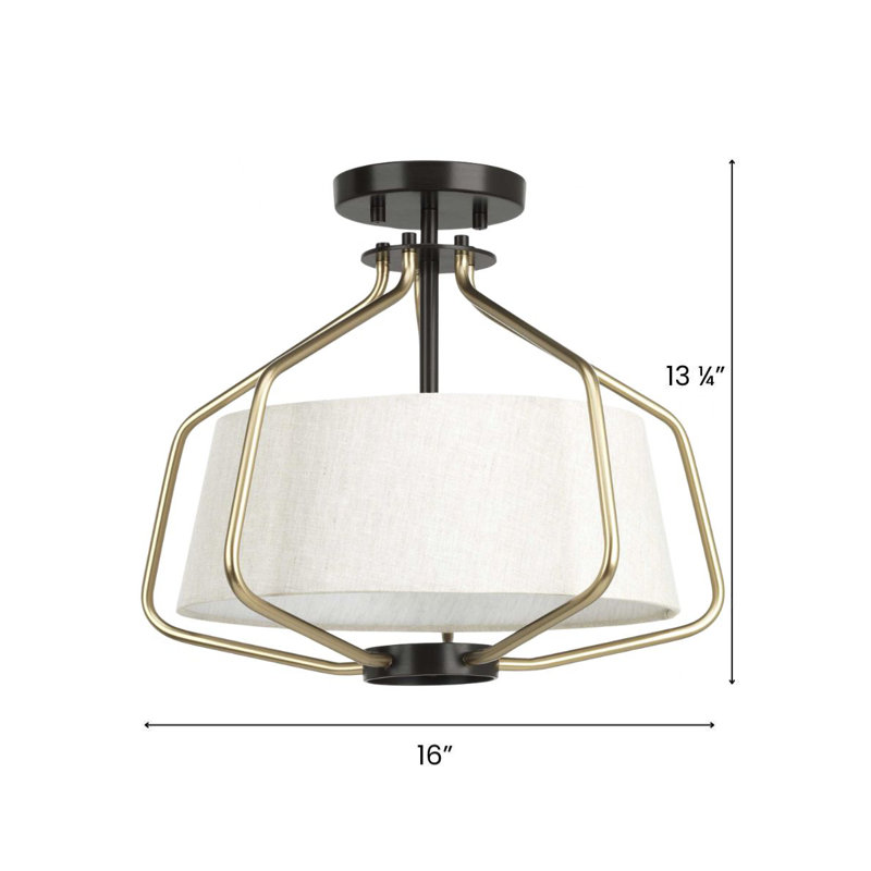 Geib Fabric Semi Flush Mount, Antique Bronze