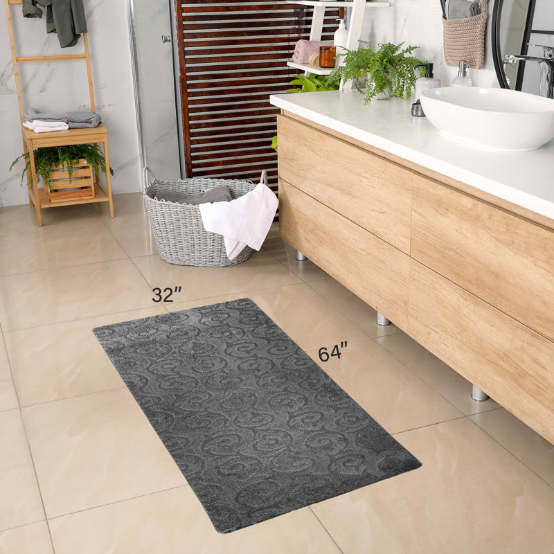 Tapis de cuisine Design, Rectangle 2 pi 8 po x 5 pi 4 po, Gris foncé