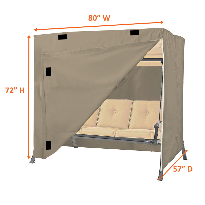 Waterproof Outdoor Patio Canopy Swing Seat Cover, Heavy Duty Patio 3-Seat Porch Swing Cover, 72" H x 80" W x 57" D