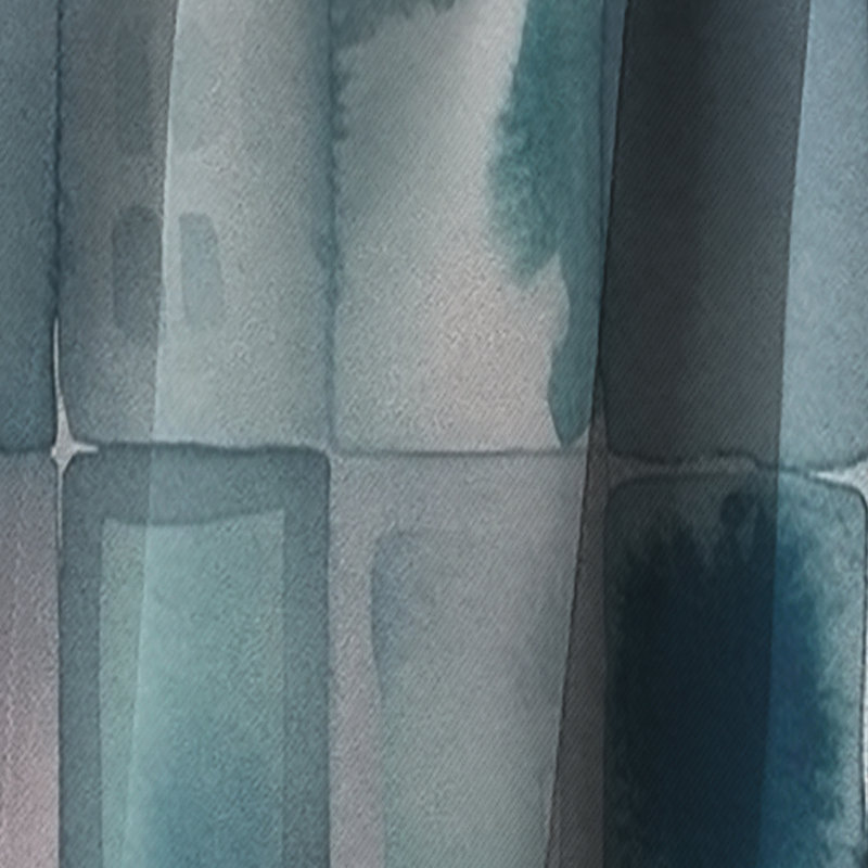 Mappage abstrait bleu de formes II - Rideau occultant géométrique abstrait - 1 panneau, L 52 po x L 84 po