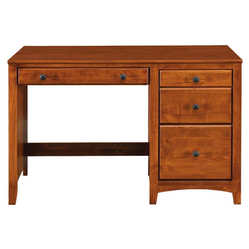 Malani 4 Drawer Solid Wood Desk in Warm Cherry