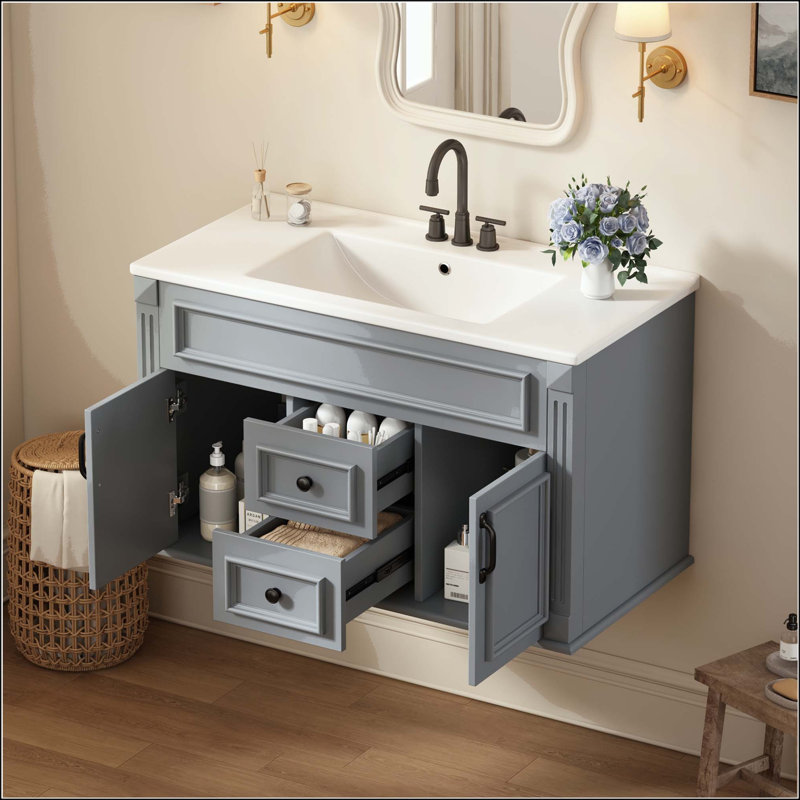 Meuble-lavabo mural de style français 36 po