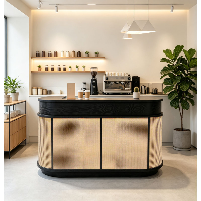 Bureau d'accueil vintage avec rangement, comptoir multifonctionnel pour bureaux, commerces, entreprises et zone d'enregistrement