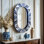 Petit miroir ovale bleu et blanc Talavera 